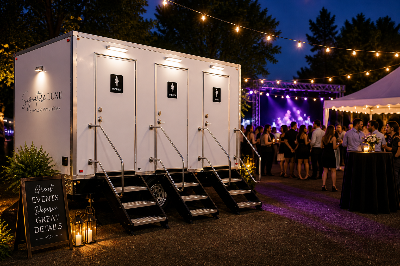 Luxury restroom trailer for private parties in Mid-Michigan